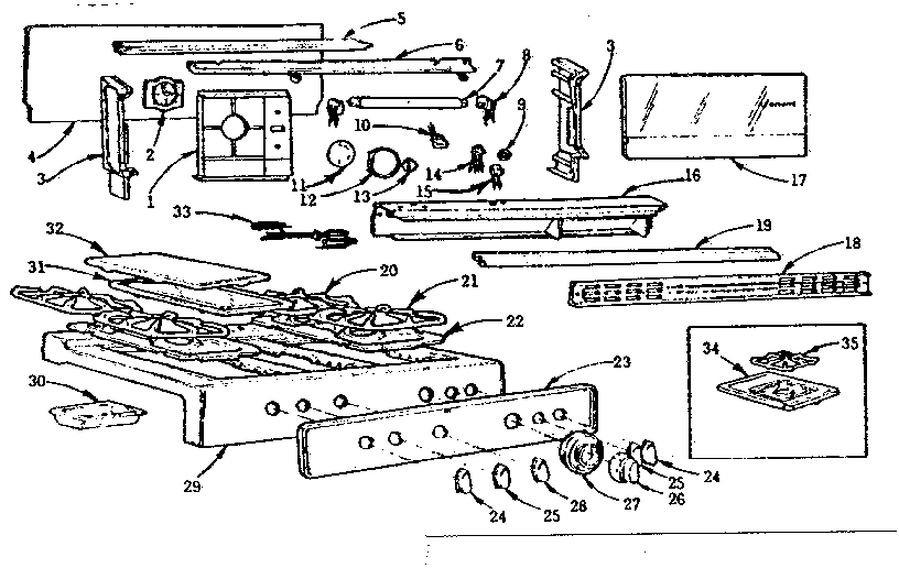 Kenmore 103256019 backguard and main top diagram