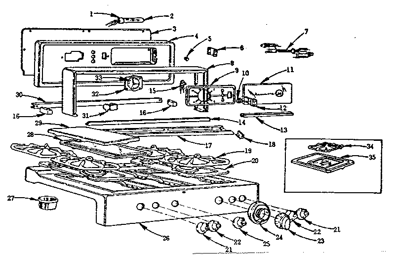 Kenmore 103293000 backguard and main top diagram