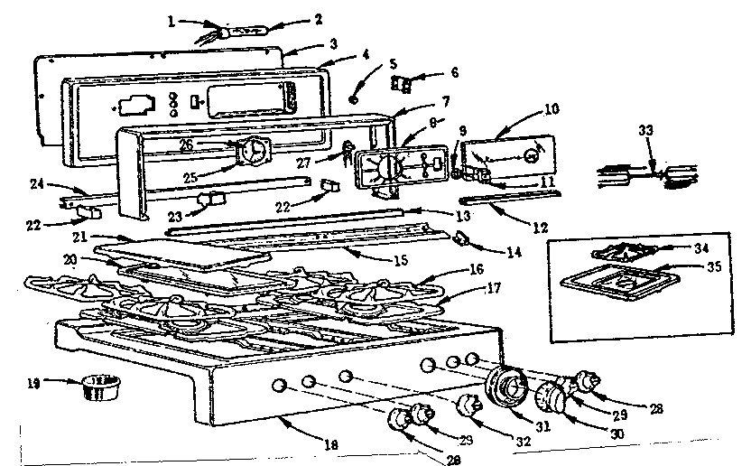 Kenmore 103293010 backguard and main top diagram