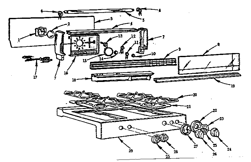 Kenmore 103294060 backguard and main top diagram
