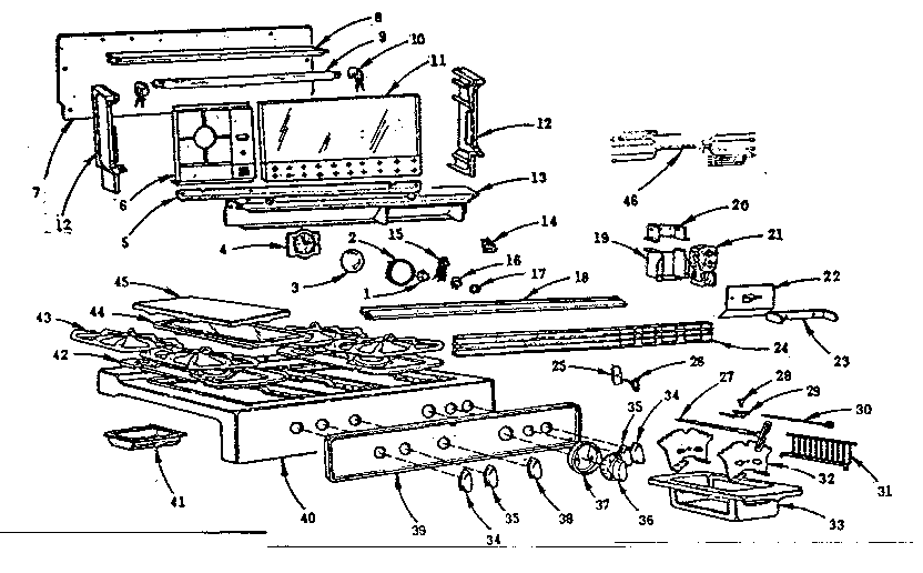 Kenmore 103296015 backguard and main top diagram