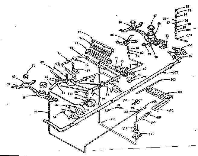 Kenmore 103296015 burner section diagram