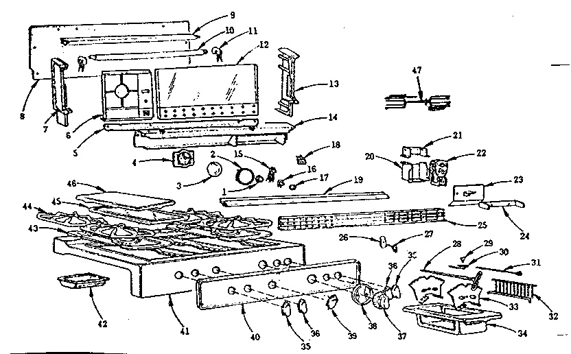 Kenmore 103296011 backguard and main top diagram