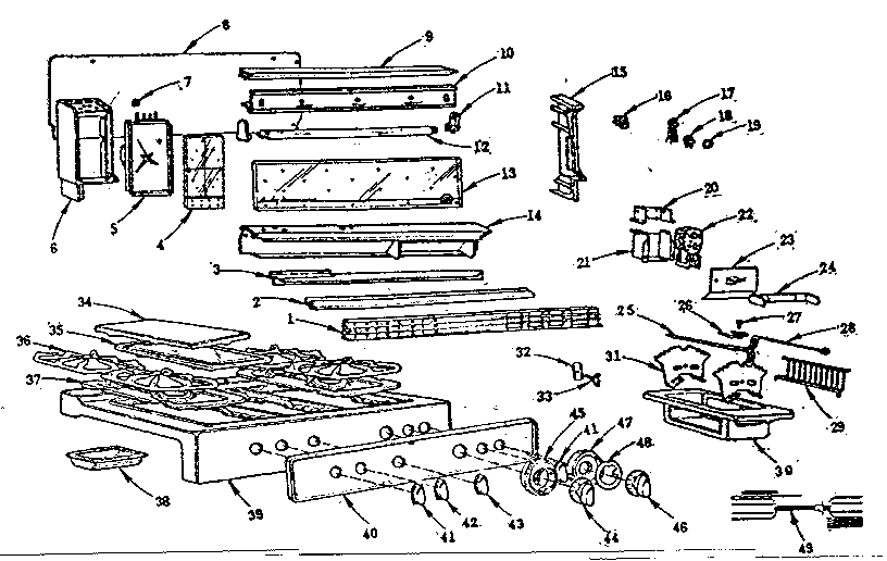 Kenmore 103298070 backguard and main top diagram
