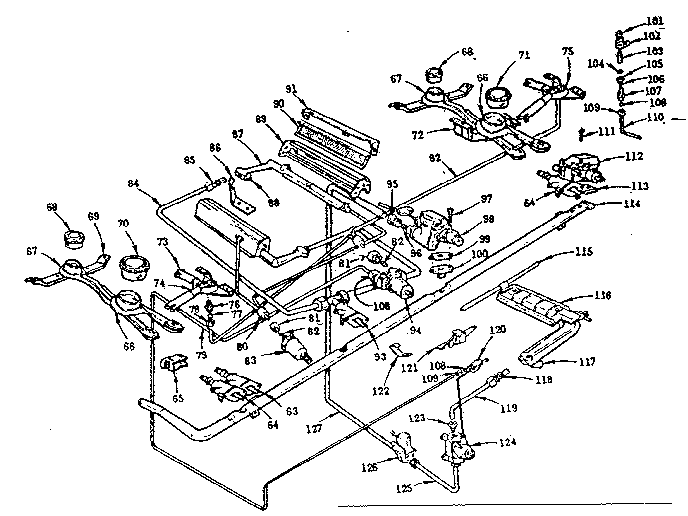 Kenmore 103298070 burner section diagram