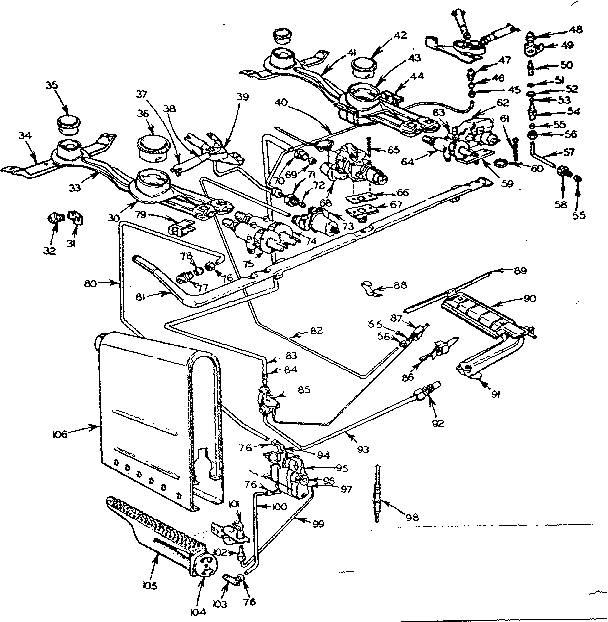 Kenmore 103642510 burner section diagram