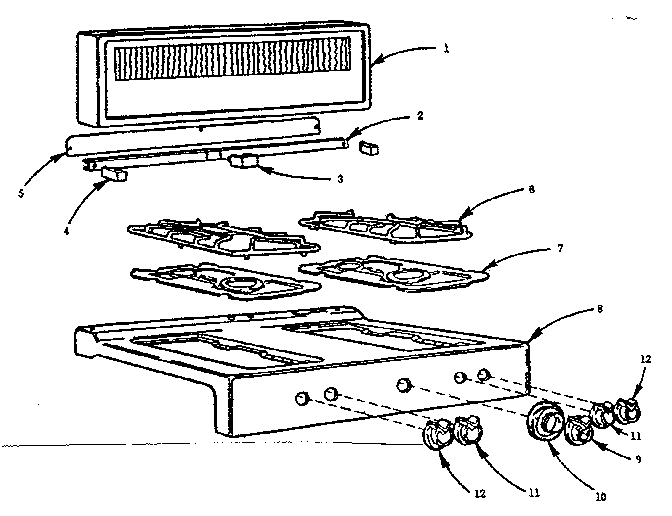 Kenmore 103710610 backguard and main top diagram