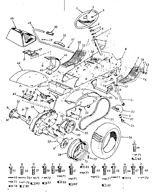 Craftsman 91725200 steering and front axle diagram