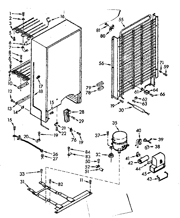 Kenmore 106722200 freezer unit parts diagram