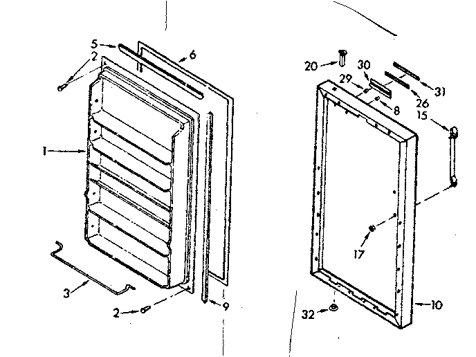 Kenmore 106722200 freezer door parts diagram