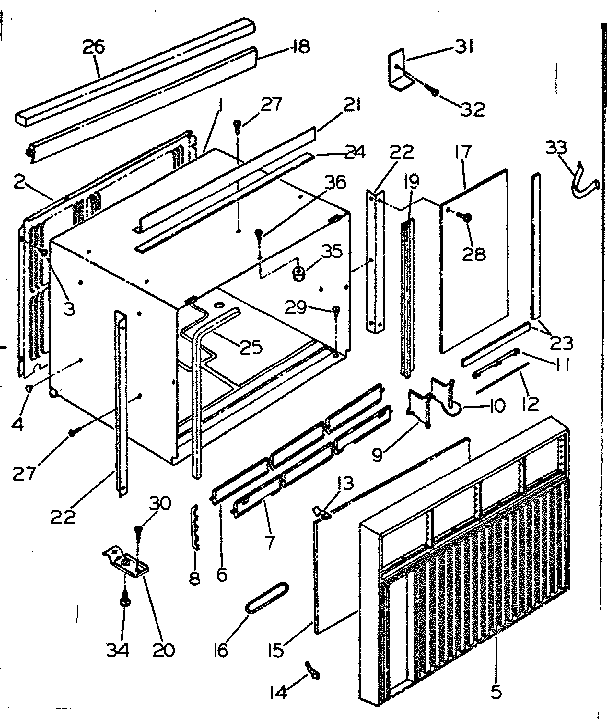 Kenmore 25371271 cabinet and front parts diagram