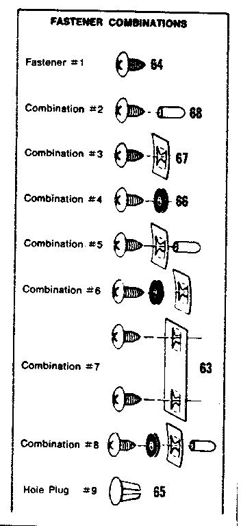 Sears 69660841 fastener combinations diagram