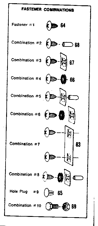 Sears 69660842 fastener combinations diagram