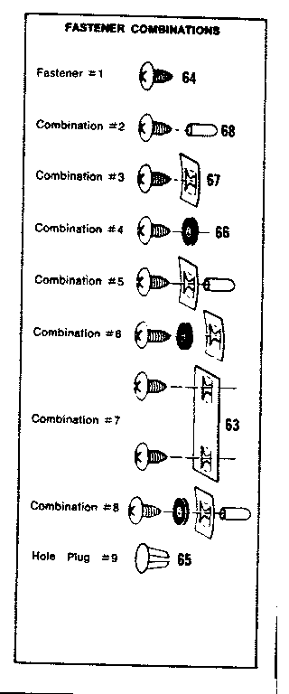 Sears 69660843 fastener combinations diagram