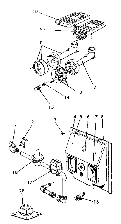 Kenmore 229128 burner & manifold diagram