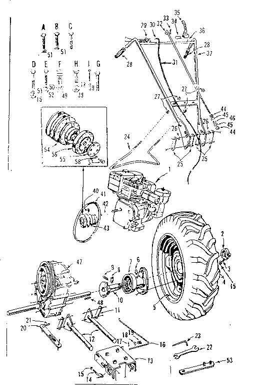 Craftsman 917575138 engine and handle controls diagram