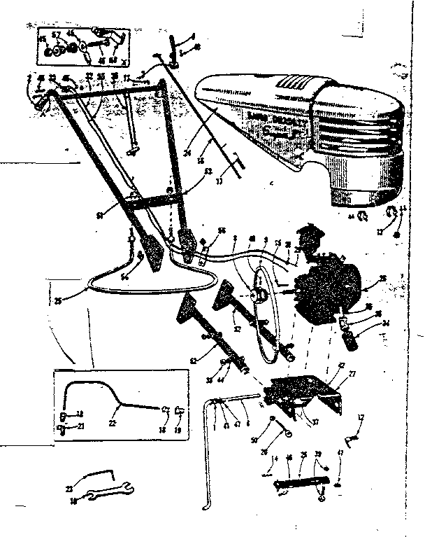 Craftsman 91757584 engine, handle and hitch assembly diagram