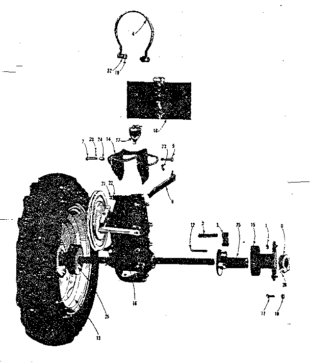 Craftsman 91757584 hubs, wheel and fuel tank assembly diagram