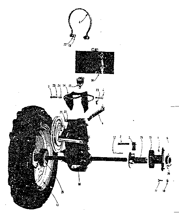 Craftsman 91757597 hubs, wheels and fuel tank assembly diagram