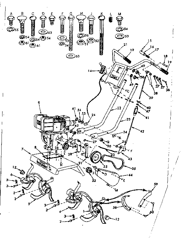 Craftsman 917291580 sears roto - spader 8 h. p. diagram
