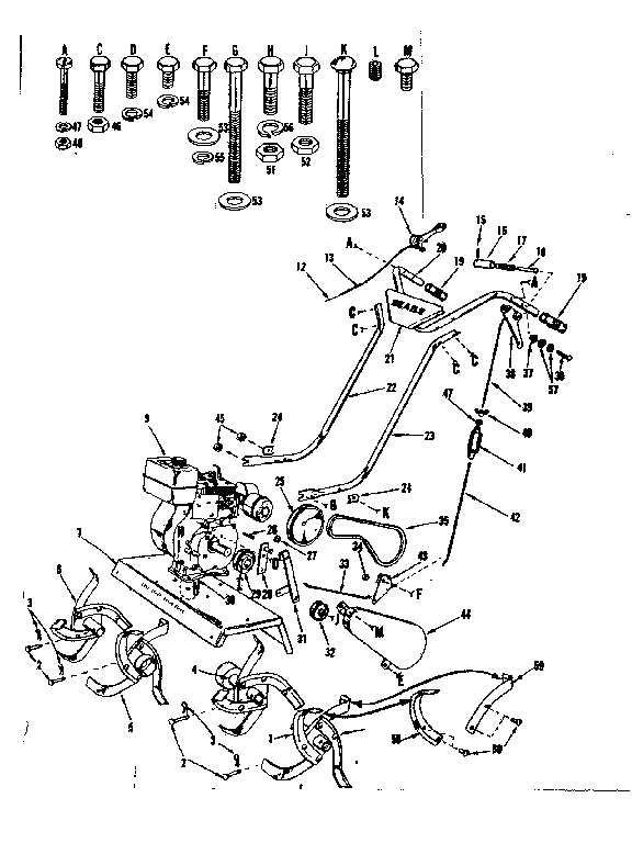 Craftsman 91762404 sears garden tiller diagram