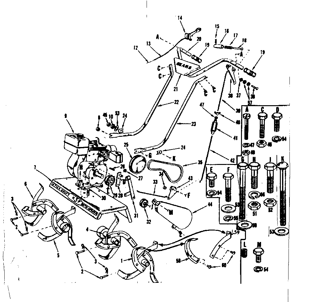 Craftsman 91762406 sears roto-spader diagram