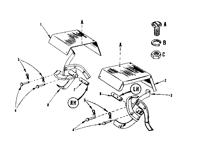 Craftsman 917298570 extension tines and shields -- optional equipment diagram