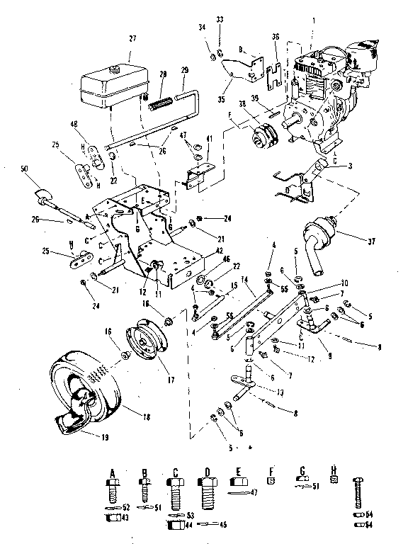 Craftsman 91725481 engine and front axel diagram