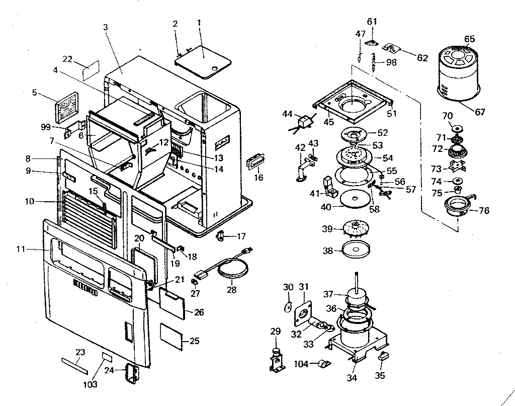 Kenmore 564406010 main frame diagram