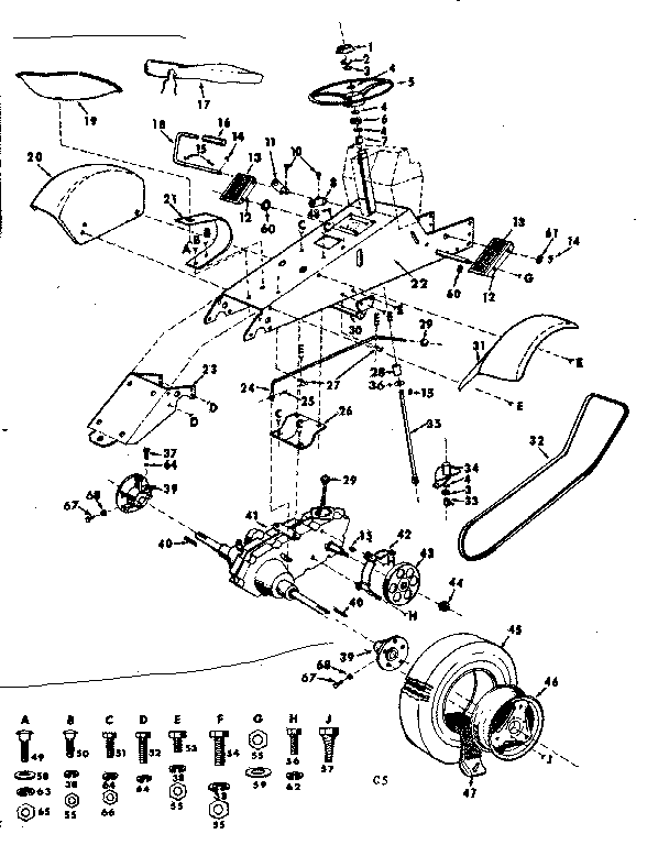 Craftsman 91725131 steering and front axle diagram