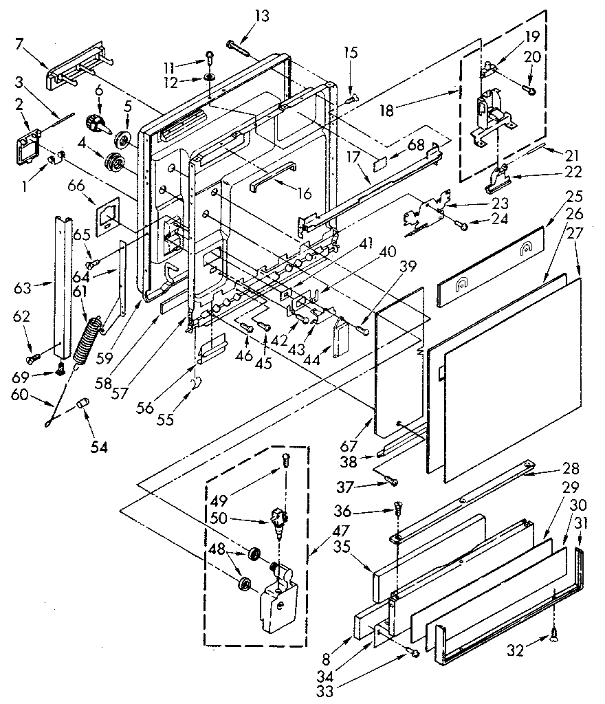 Kenmore 6651698580 door and toe panel diagram