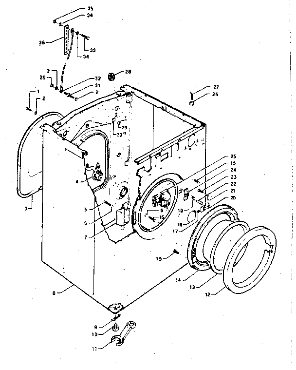 Kenmore 68381145100 cabinet and door diagram