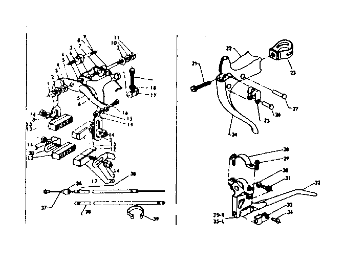 Sears 502474050 front & rear caliper hand brake diagram