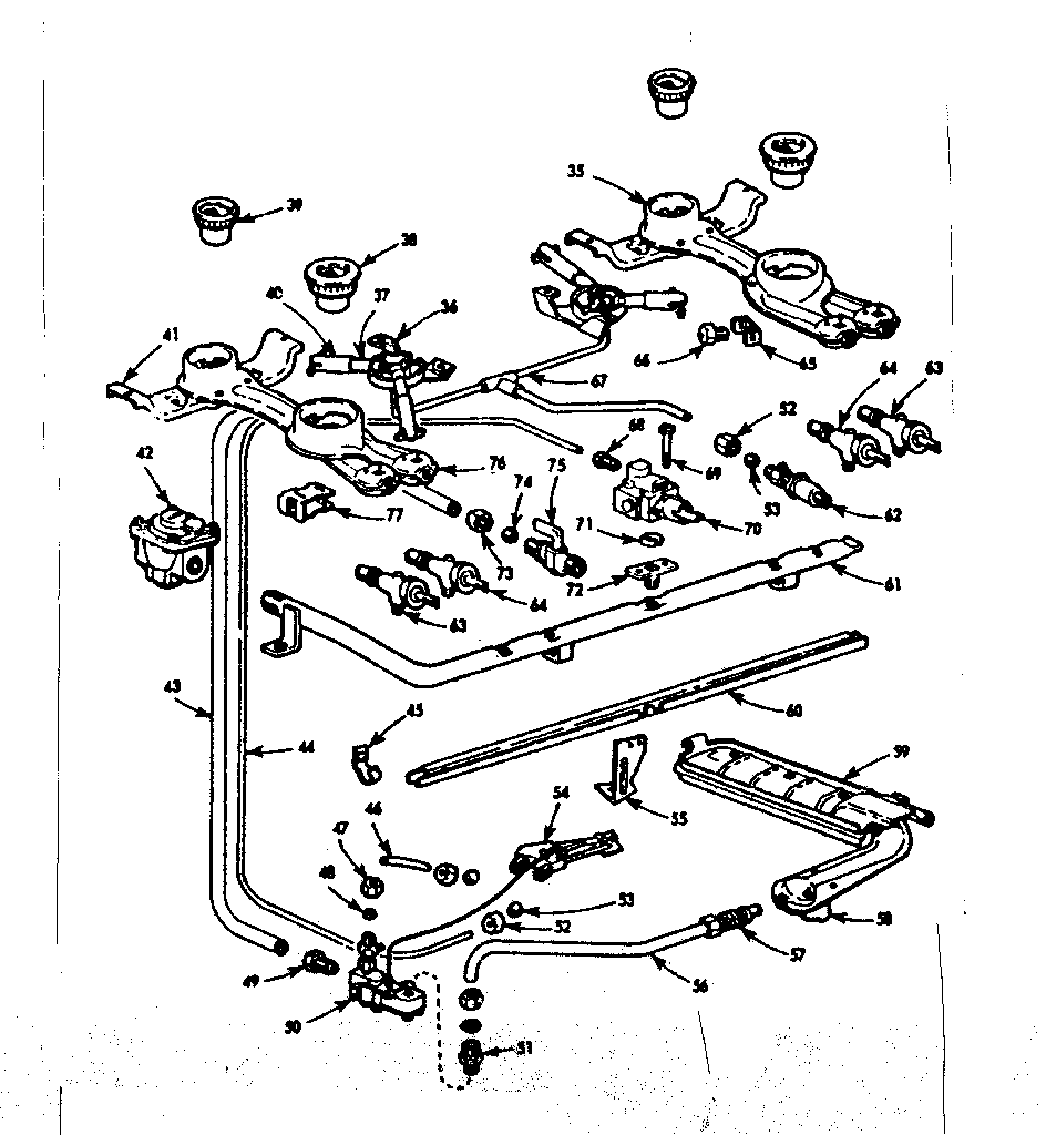 Kenmore 103714631 burner section diagram