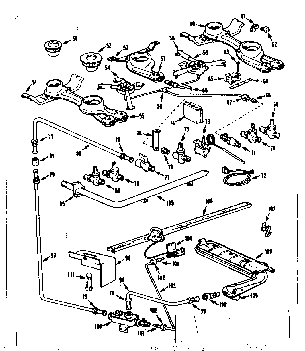 Kenmore 1037426642 burner section diagram