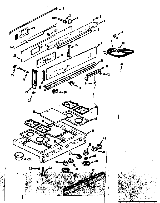 Kenmore 1037466652 backguard and main top diagram