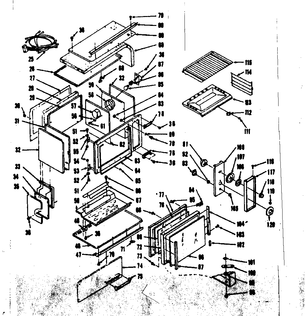 Kenmore 1037526740 upper oven body section diagram