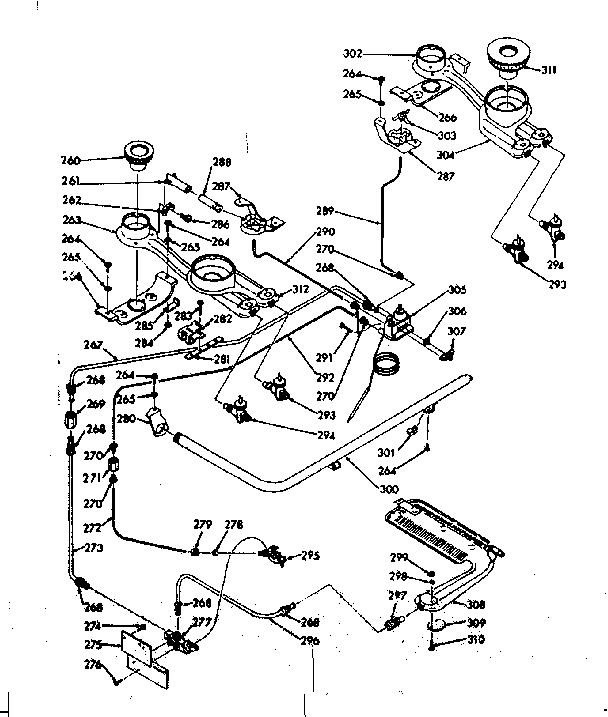 Kenmore 1037526740 lower burner section diagram