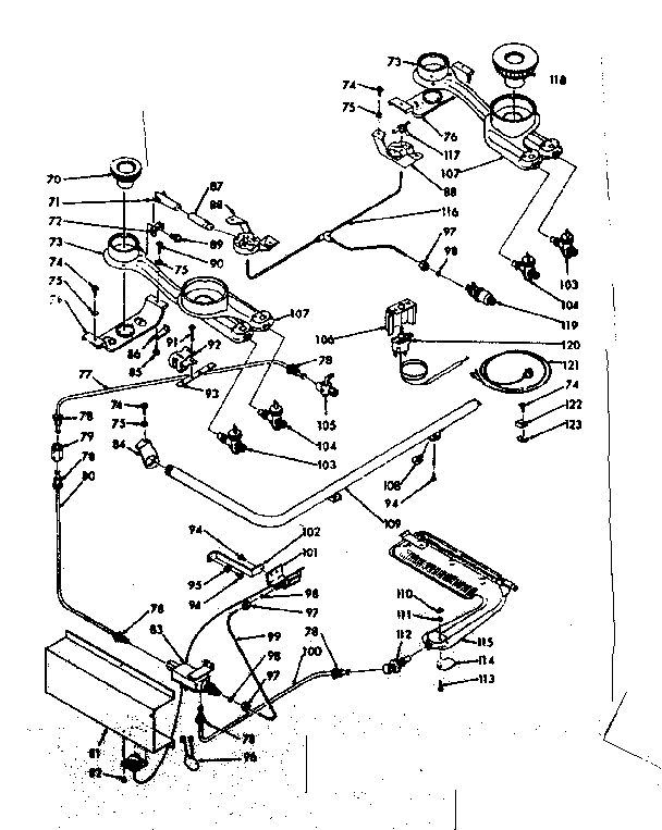 Kenmore 1037646700 burner section diagram