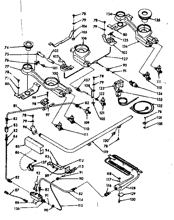 Kenmore 1037666761 burner section diagram