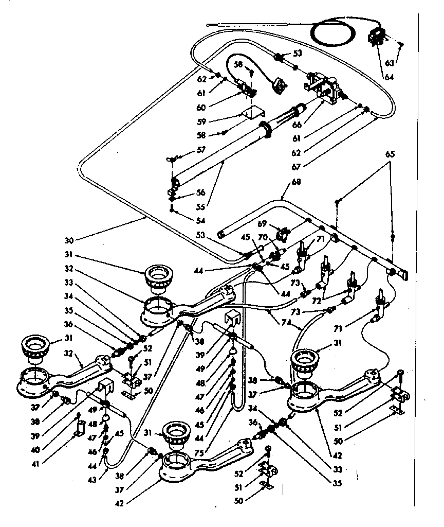 Kenmore 1037706740 burner section diagram