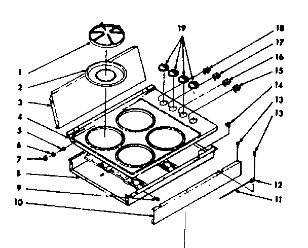 Kenmore 1037706740 main top section diagram
