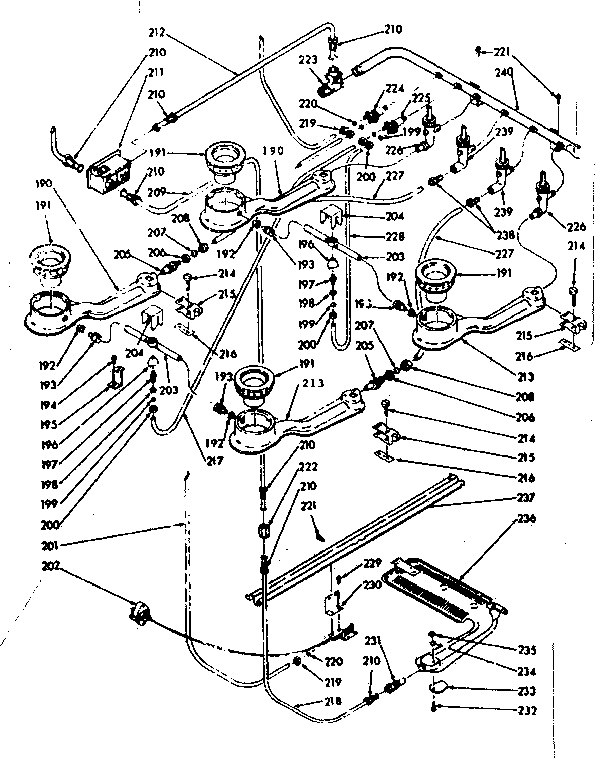 Kenmore 1037806700 lower burner section diagram