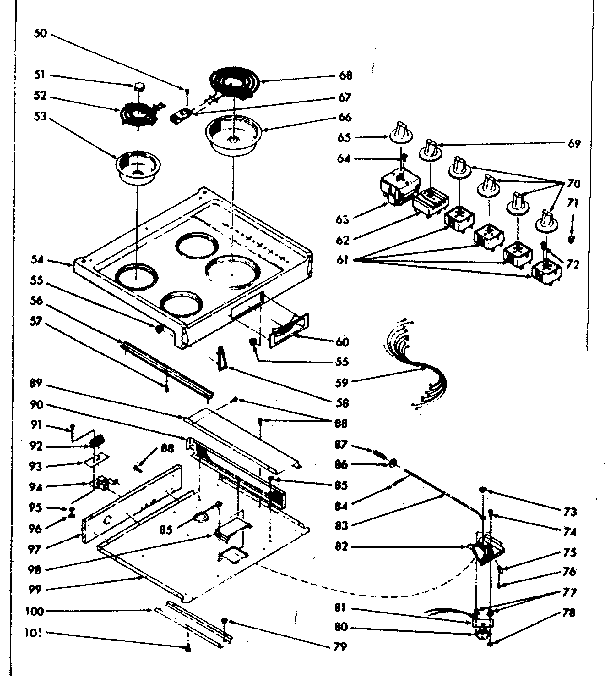 Kenmore 1039376700 main top section diagram