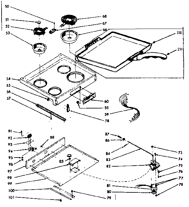 Kenmore 1039396760 main top section diagram
