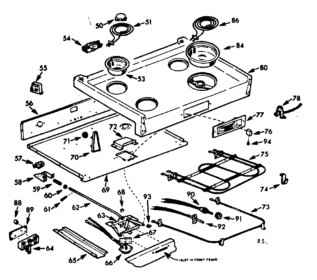 Kenmore 1039466663 main top section diagram