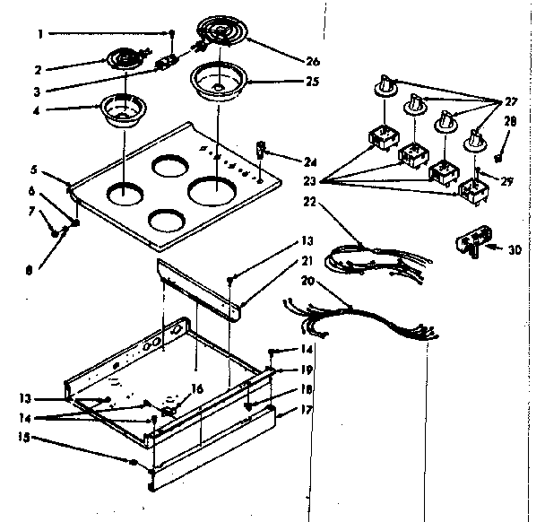 Kenmore 1039706700 main top section diagram