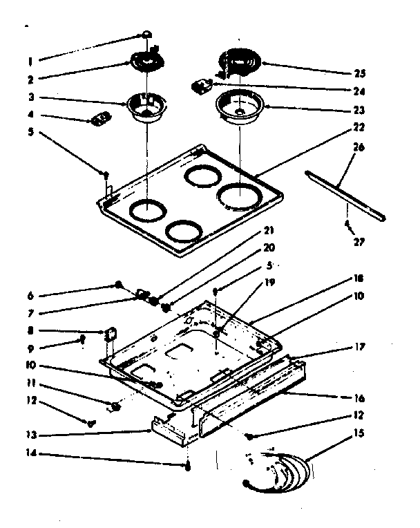 Kenmore 1039786740 main top section diagram