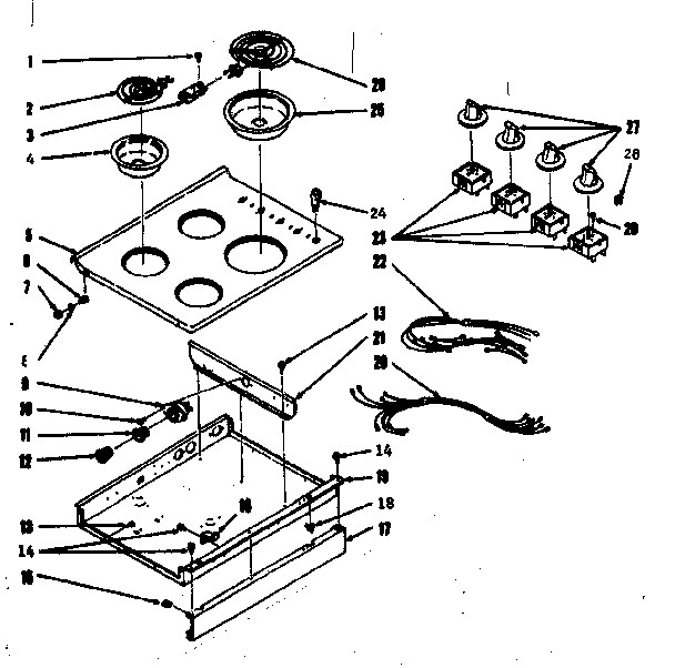 Kenmore 1039806700 main top section diagram