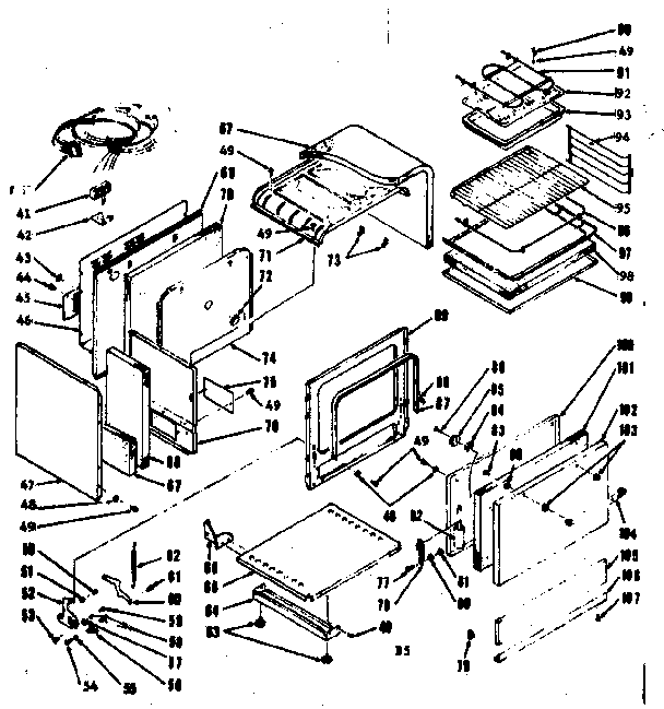 Kenmore 1039806700 lower oven body section diagram